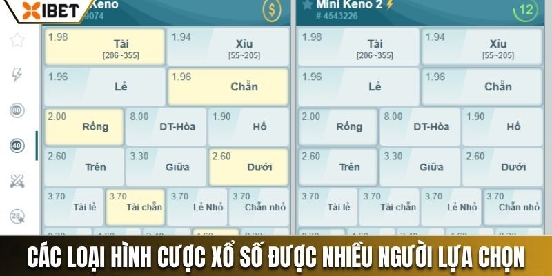 Các loại hình cược xổ số được nhiều người lựa chọn