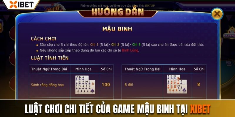 Luật chơi chi tiết của game mậu binh tại Xibet