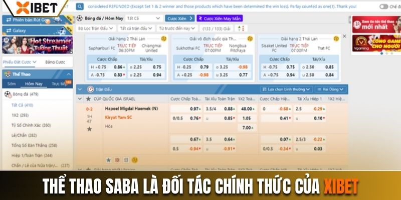 Thể thao Saba là đối tác chính thức của Xibet